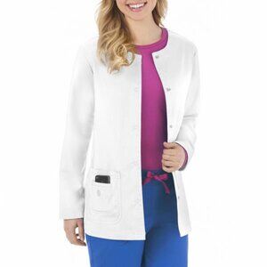 Bio Stretch Women's Everyday Warm Up Scrub Jacket in White New With Tags Size 3X
